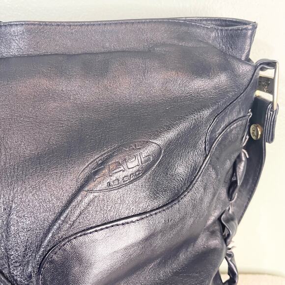PAUL LE SAC Womens Leather Adjustable Strap Shoulder Bag Navy Blue